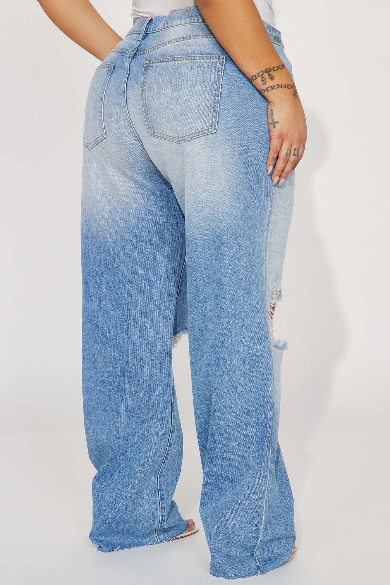 Snatched Up Adjustable Waistband Straight Leg Jeans - Light Wash