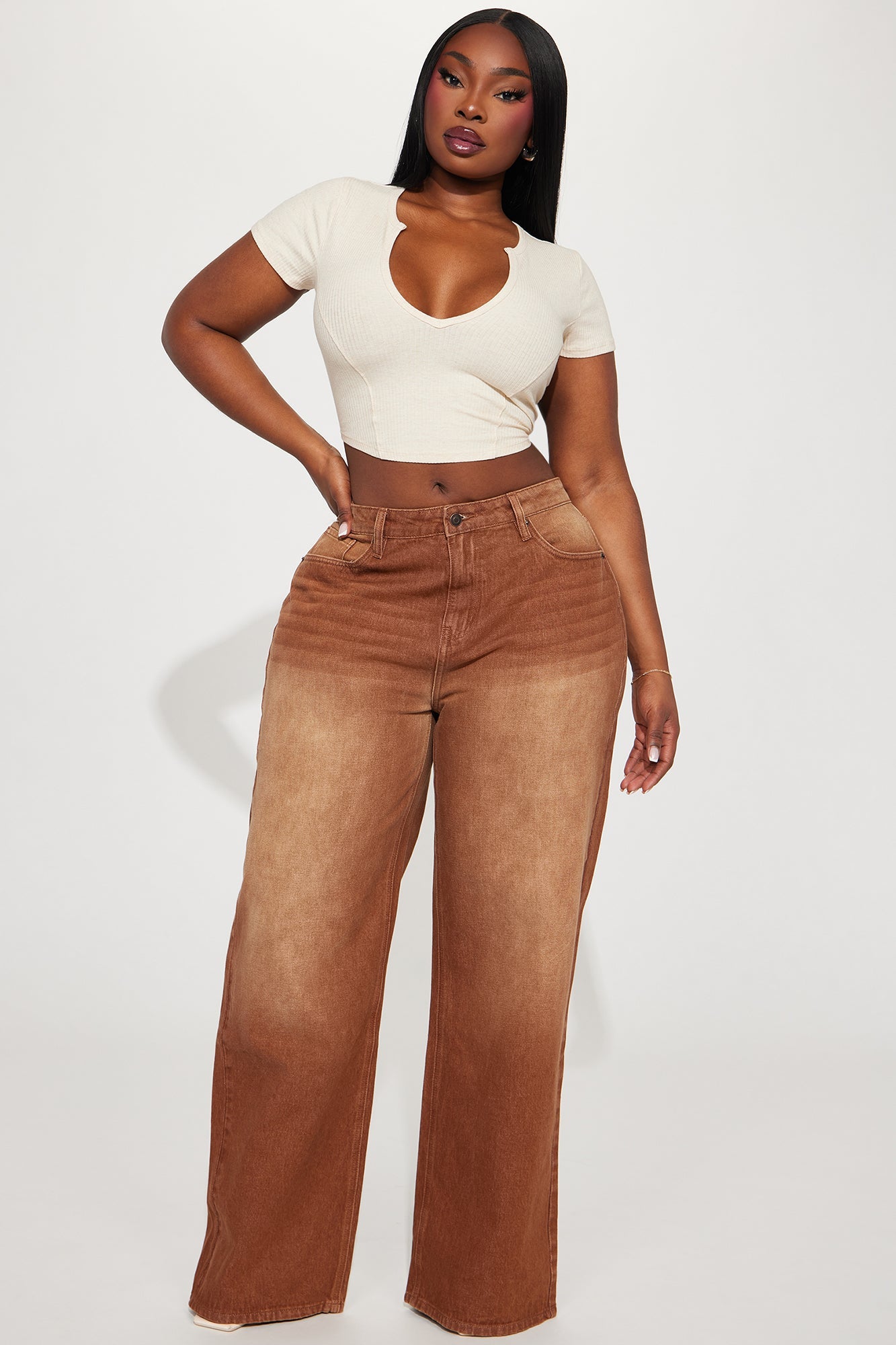 Amber Tinted 90's Baggy Jeans - Brown