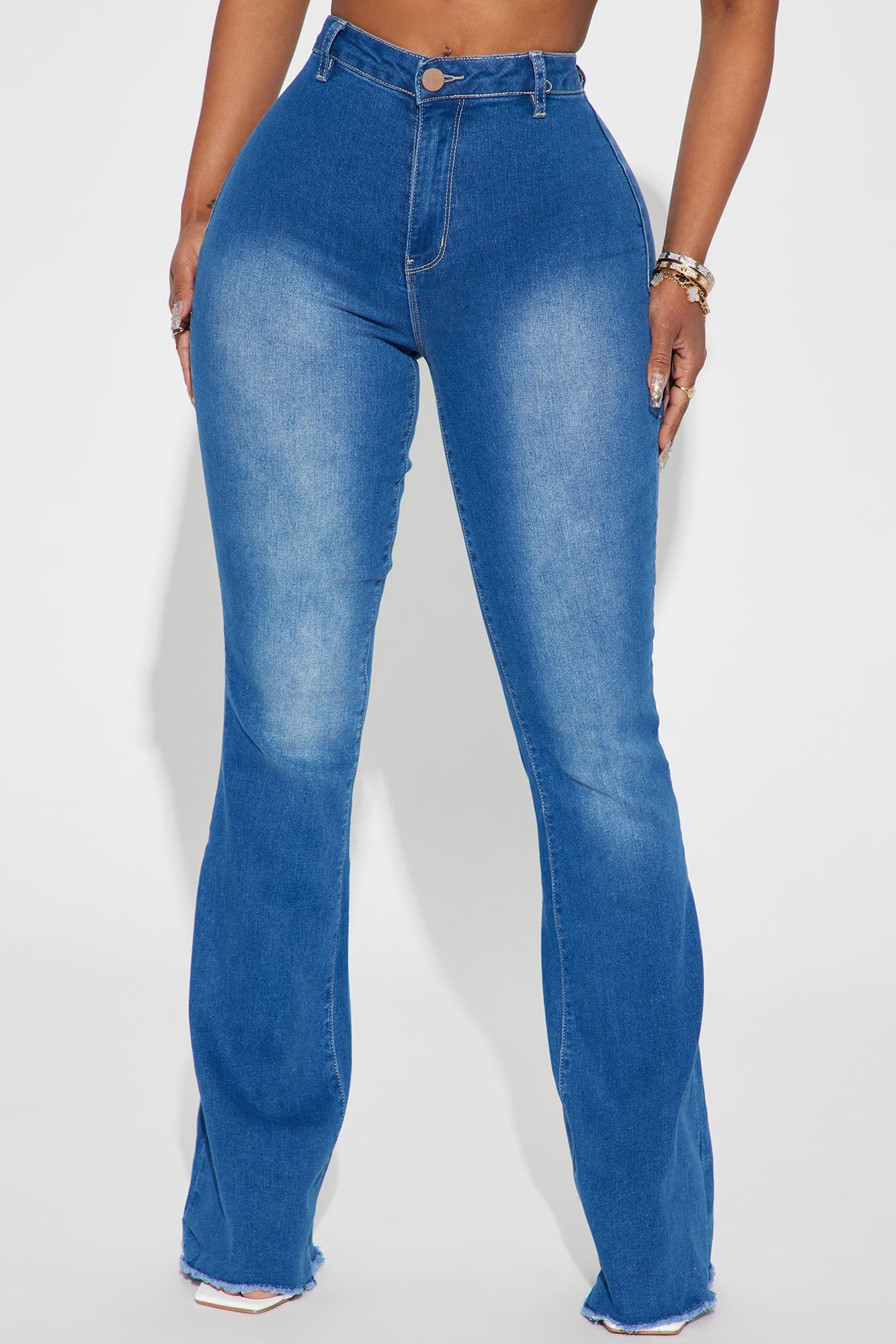 Valentina High Rise Flare Jeans - Medium Blue Wash