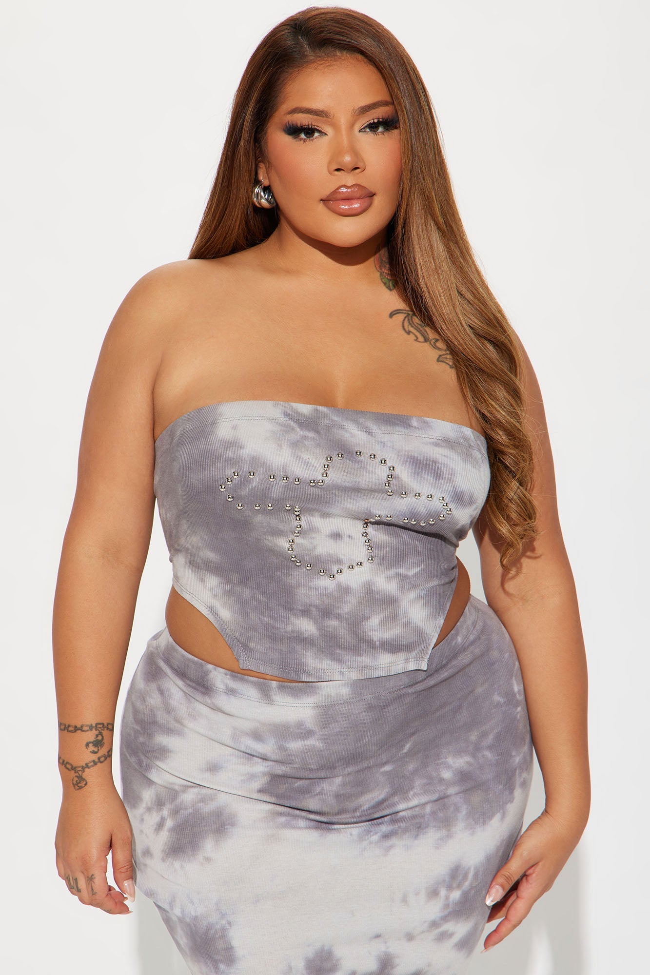 Cross My Heart Tie Dye Skirt Set - Black/Grey