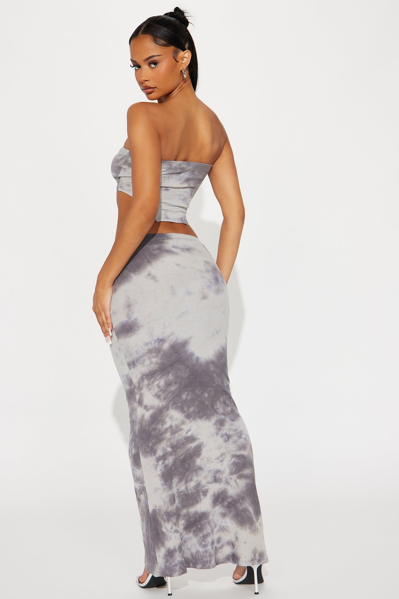 Cross My Heart Tie Dye Skirt Set - Black/Grey