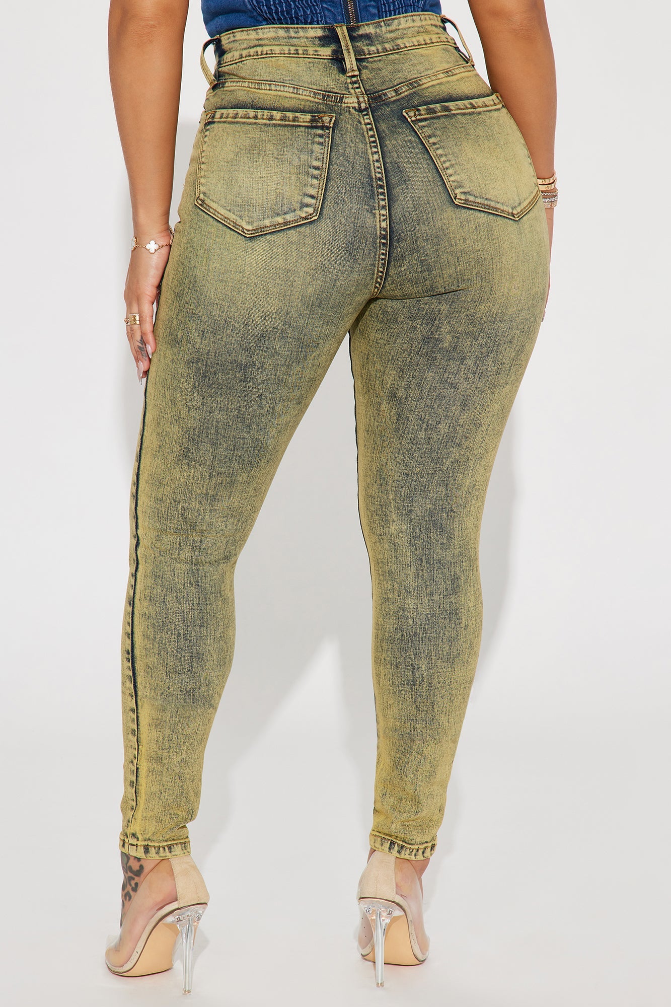 It's Giving High Stretch Curvy Skinny Jeans - Yellow