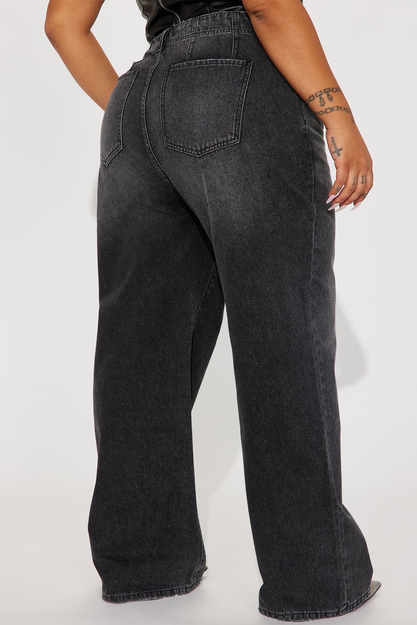 The West End Drop Waist Baggy Jeans - Black Wash