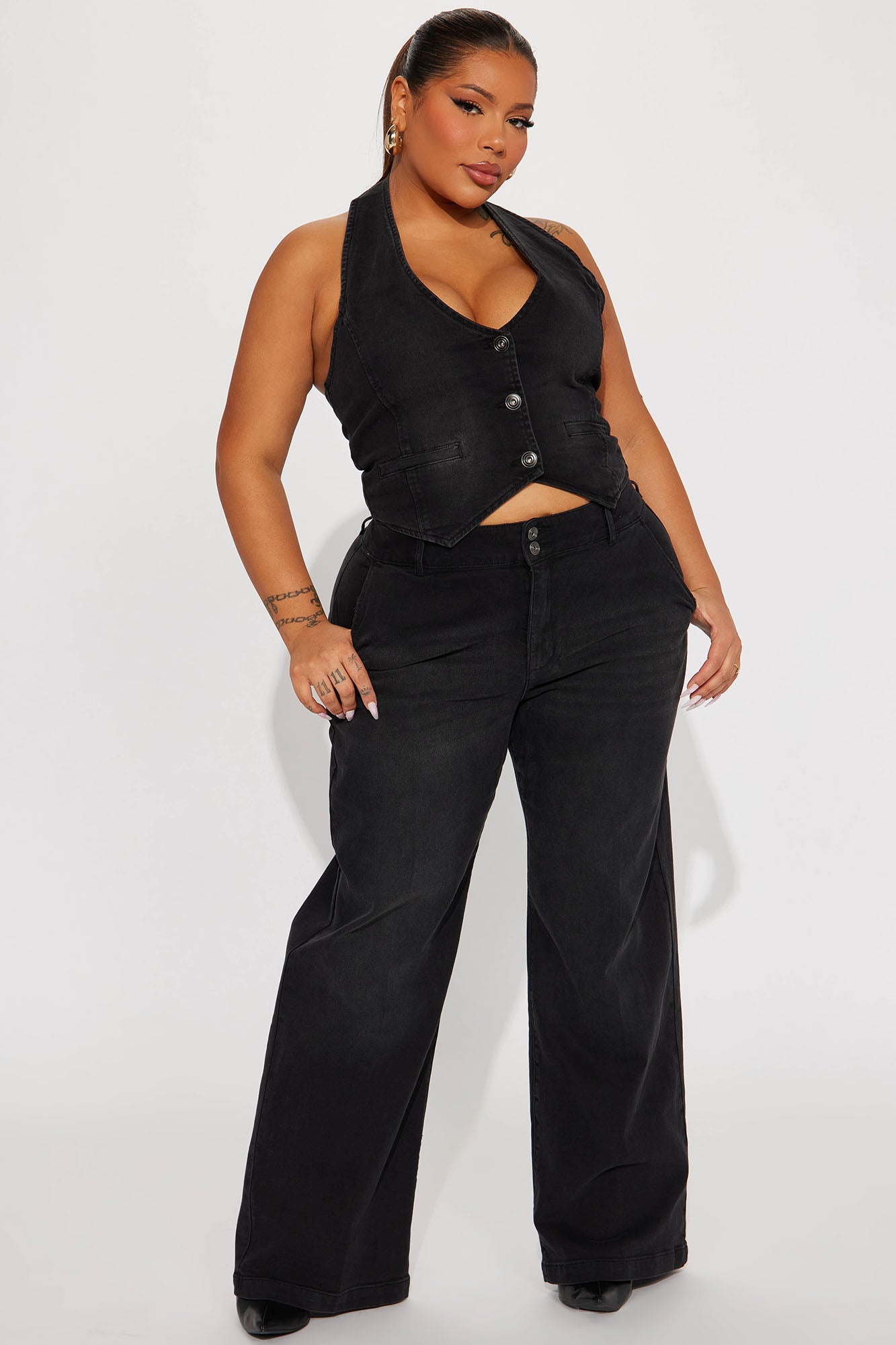 No Competition Baggy Wide Leg Jean - Black Wash