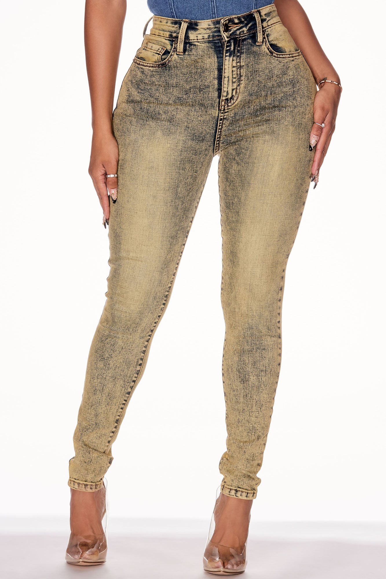 It's Giving High Stretch Curvy Skinny Jeans - Yellow