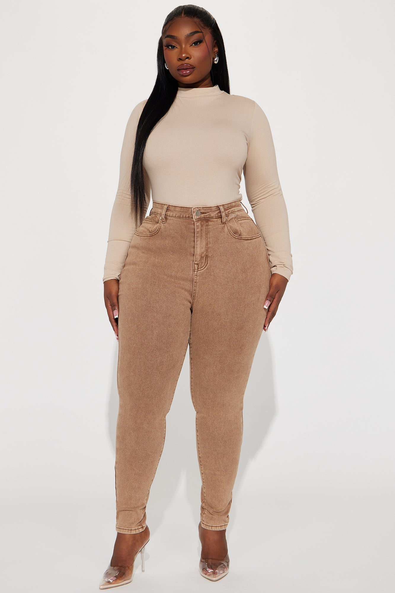Shape Up Sculpting Stretch Skinny Jeans - Brown