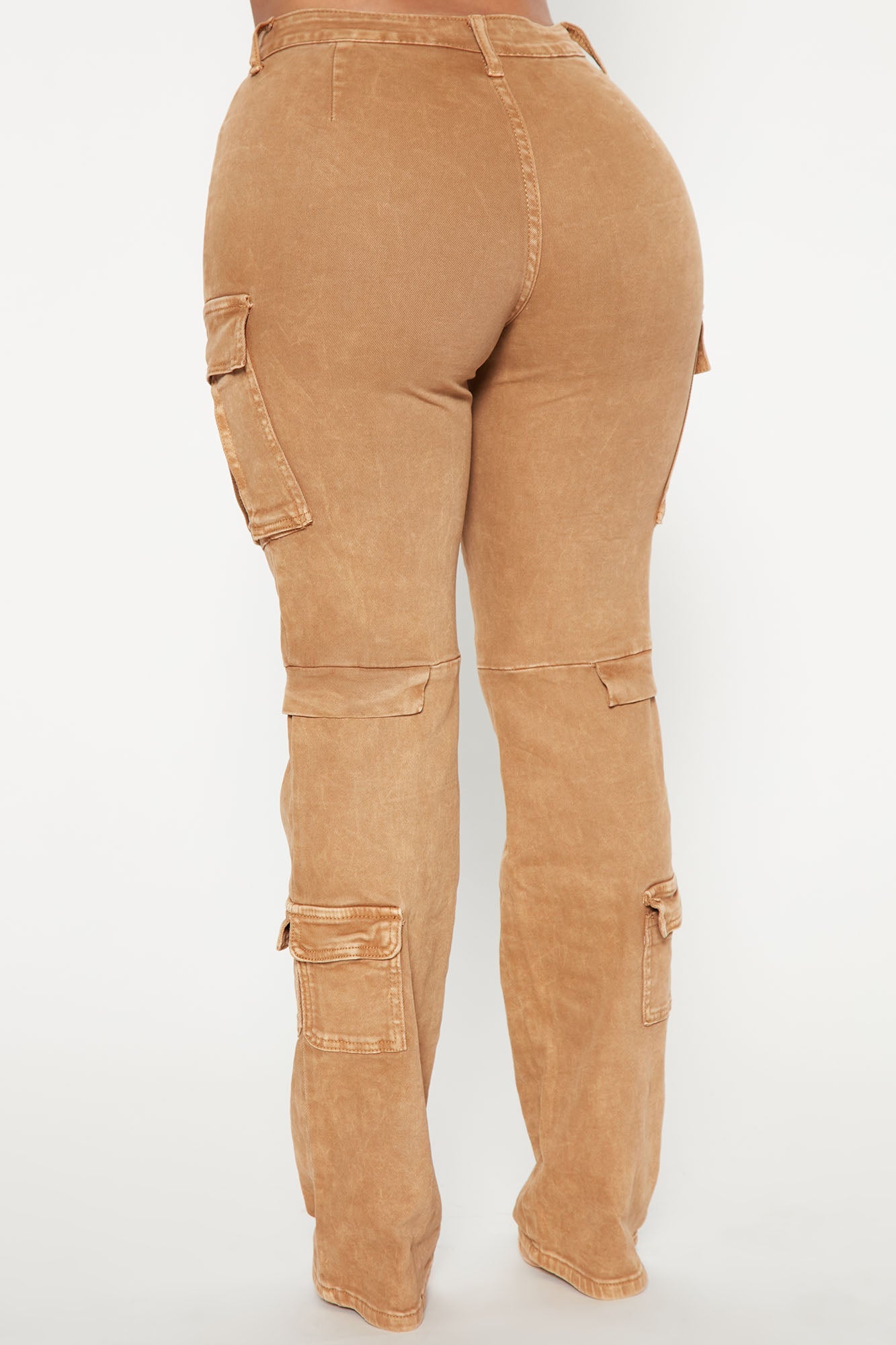 Main Squeeze Mid Rise Straight Leg Cargo Jeans - Khaki