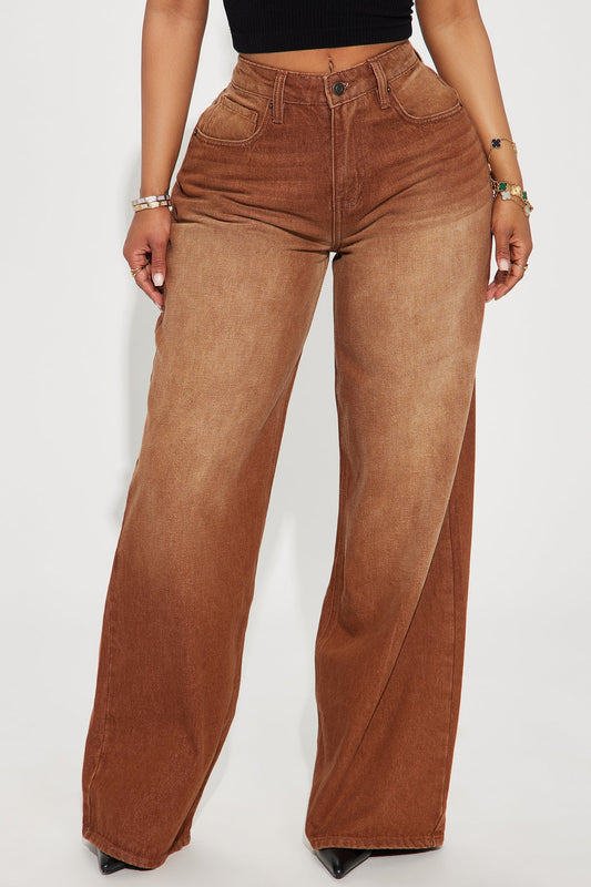 Amber Tinted 90's Baggy Jeans - Brown