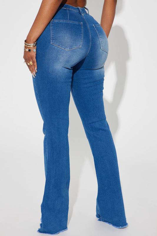 Valentina High Rise Flare Jeans - Medium Blue Wash