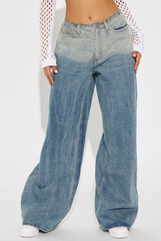 Facing The Facts Cut Off Waistband Jeans - Medium Wash