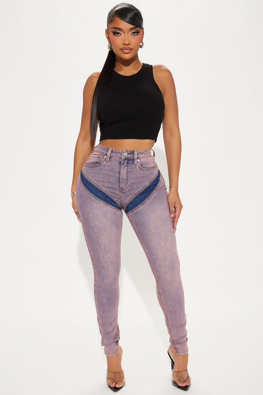 Under The Radar Stretch Skinny Jeans - Pink