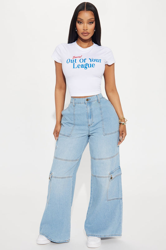 Watch It Baggy Cargo Jeans - Light Wash