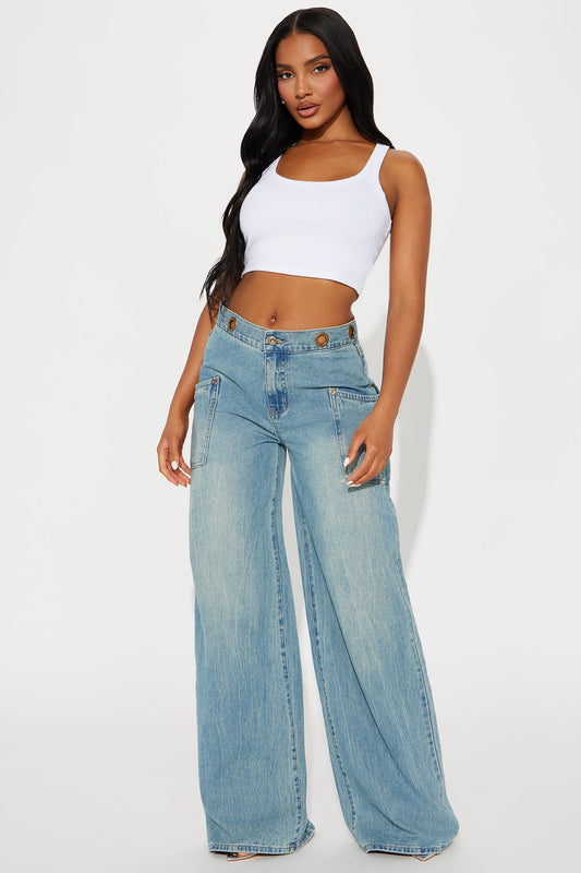 Waiting On You Tinted Wide Leg Jeans - Vintage Wash