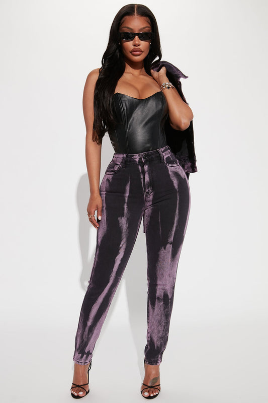Guilty Pleasure Skinny Jeans - Black/Purple